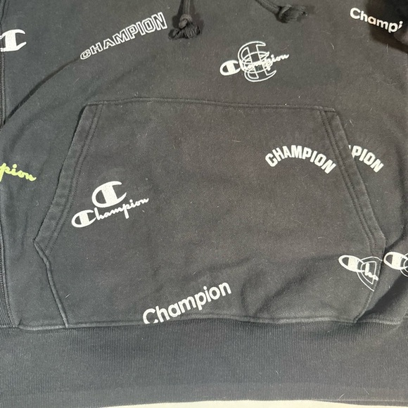 Champion Black Hoodie with White and Yellow Logos - Picture 9 of 12